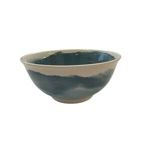 Taper + Vetiver Stoneware Bowl Blue White Watercolor Glaze 6.5” Kitchen Dining